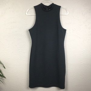 silence + noise Black & Navy Blue Striped Dress L